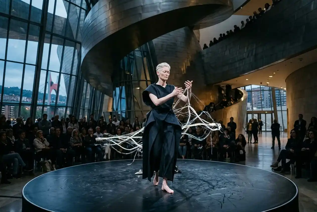 Tilda Swinton en Bilbao 2026: la performance que convierte el Guggenheim en una casa de gestos